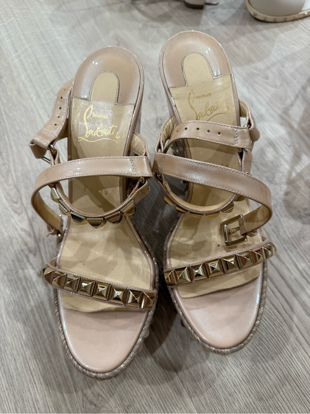 Christian Louboutin Blush Leather Studded Sandals